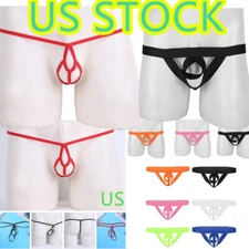 `Men Lingerie Open Butt Bikini Brief G-string Thongs Underwear with Penis Hole