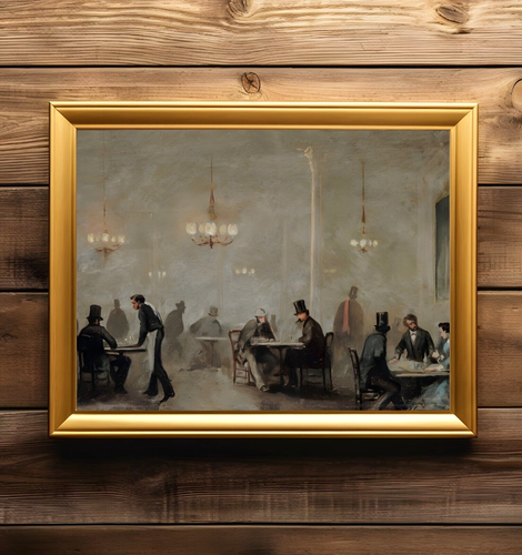 Antique Cafe Painting Vintage Coffee House Bar Wall Decor Art Print - Picture 3 of 4