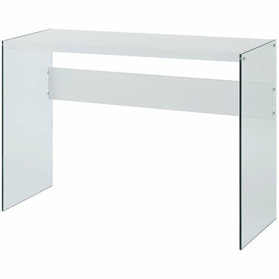 Convenience Concepts SoHo Console Table in White Wood Finish and Clear Glass