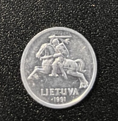 Lithuania 1 Centas Coin 1991 Horse and Rider Circulated Lietuva Great Condition