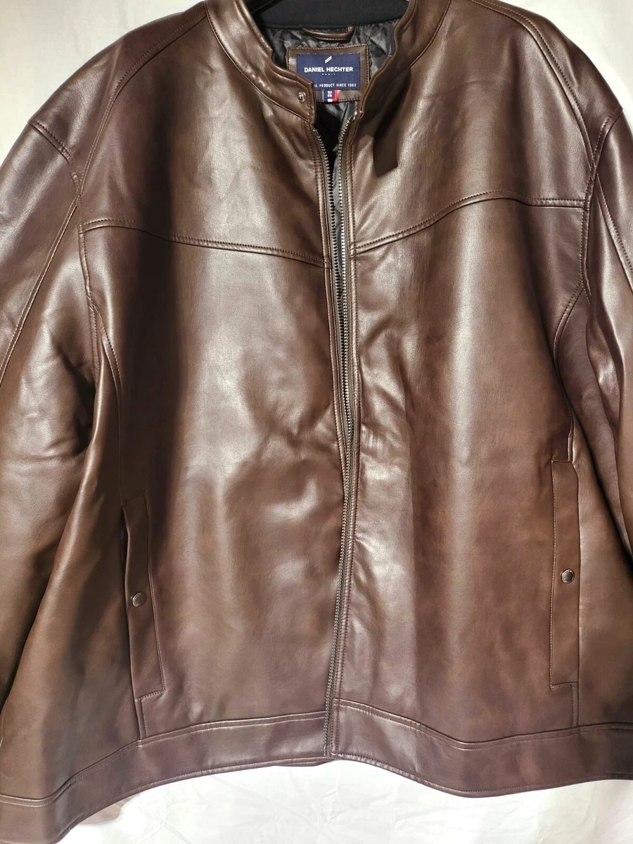 Mens leather jacket Brown plus size eBay