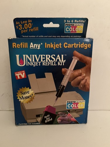 New ONTEL Universal Inkjet Printer Cartridge Black Refill Kit - Factory Sealed - Afbeelding 1 van 4