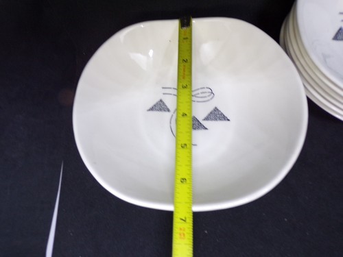 Edwin M Knowles 'Flair' Pattern Bowls 60's ATOMIC MCM Black Triangles 6 Small +1 - Picture 5 of 8