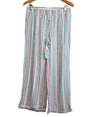 Harmony & Havoc Womens Junior XL PANTS Striped Casual Linen BEACH Vacation