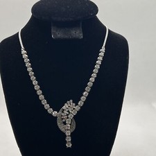ITALY BEAUTIFUL 333 8K White Gold Diamond Chain Necklace w/Charm Pendant 14.6g