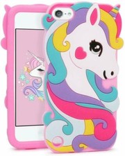 iPod Touch 5th 6th 7th Generation -Soft Silicone Case Pink Rainbow Unicorn Heart