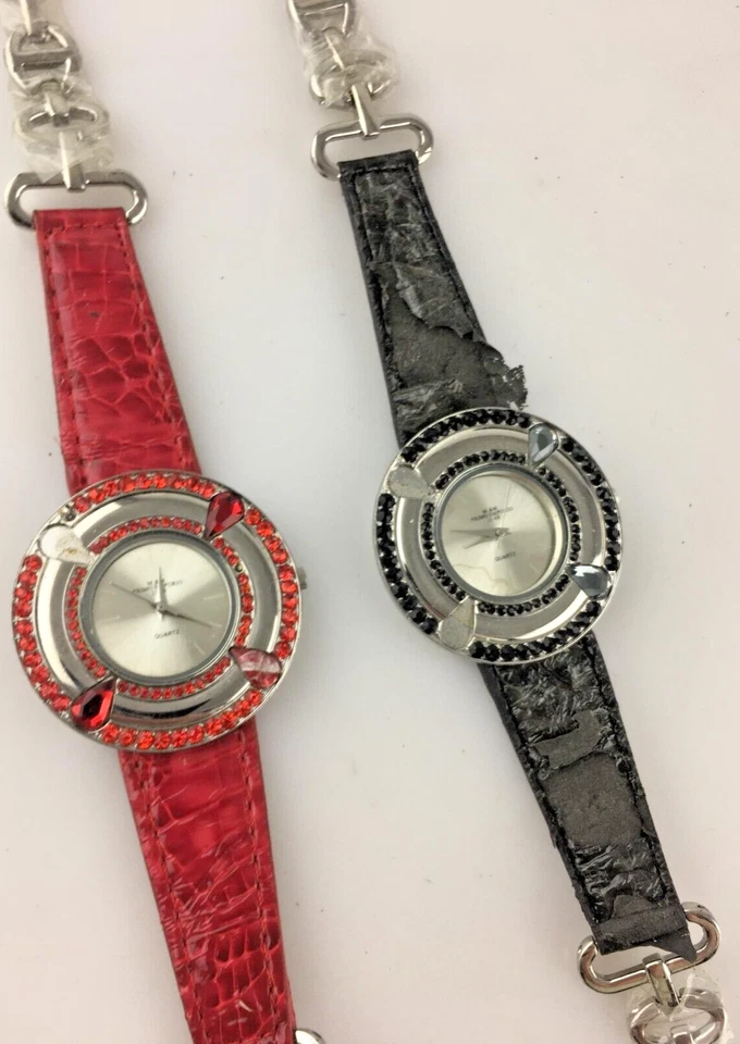 Lotto 2 Orologi M&M Primo Emporio Funzionanti Al Quarzo Donna Strass Mancanti - Immagine 2 di 3