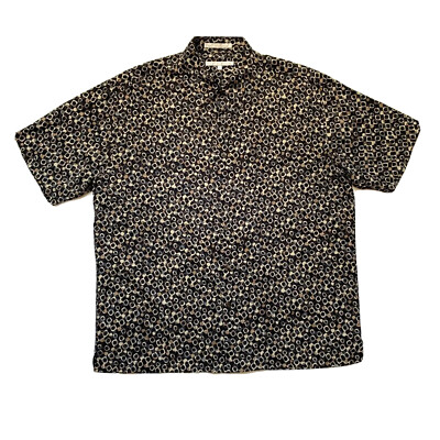 トップス 00s PERRY ELLIS art pattern silk shirt 90's PERRY ELLIS total pattern silk×cotton shir
