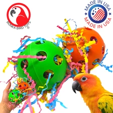 Bonka Bird Toys 2431 Pk2 2.75" Stuffed Foraging Balls Foot Talon Craft Part Pet