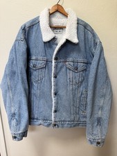 Levi's Men's Sherpa Trucker Jacket Distressed Denim Vintage 80s/90s Size XL USA