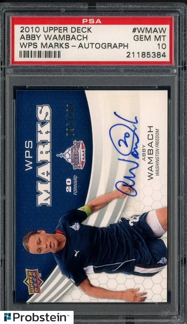 2010 Upper Deck Soccer WPS Marks Abby Wambach AUTO 96/100 PSA 10 GEM MINT