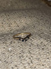 9ct Yellow Gold Diamond and Sapphire Wishbone Ring