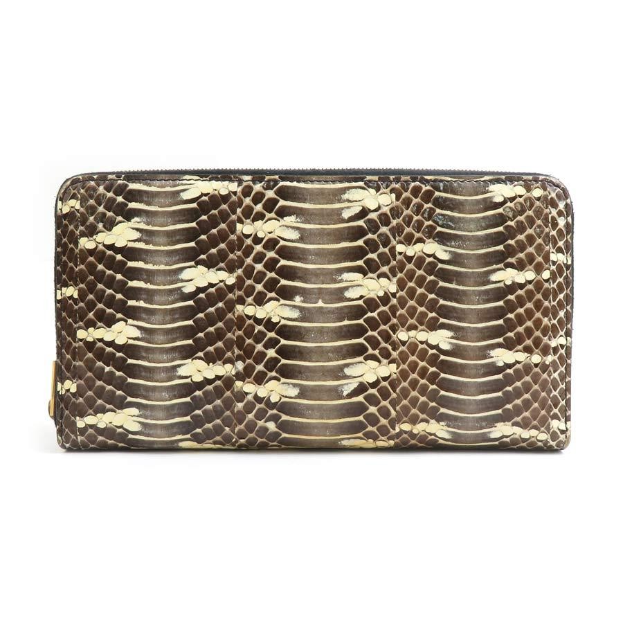 CELINE Round Zipper Long Wallet Python Brown - image 1