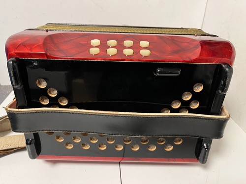 Vintage Hohner Club II B Accordion – Red Pearl, Fully Playable, Classic Button - Picture 18 of 19