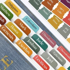 Bible Tabs for Women, Men, Kids, Boys, 90 Large Print Index Boho 
