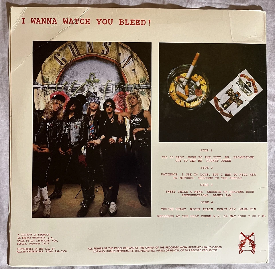 Guns N' Roses I Wanna Watch you Bleed 12" Promo B&W Record Album RARE — 第 2/4 张图片