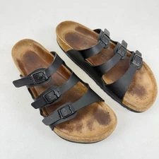 Birkenstock Black Leather Three Strap Arizona Sandals Size 39 Women's