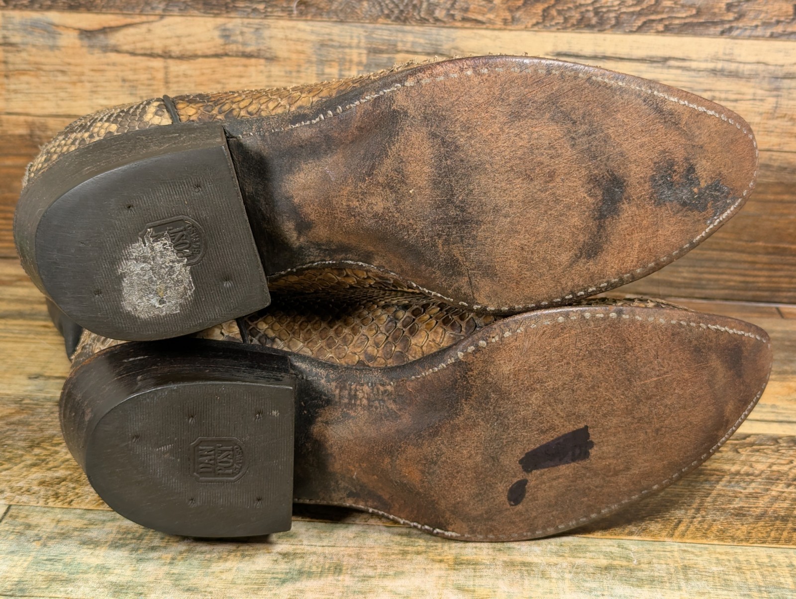 Vintage Dan Post Men's Size 10 EW Python Snakeski… - image 19