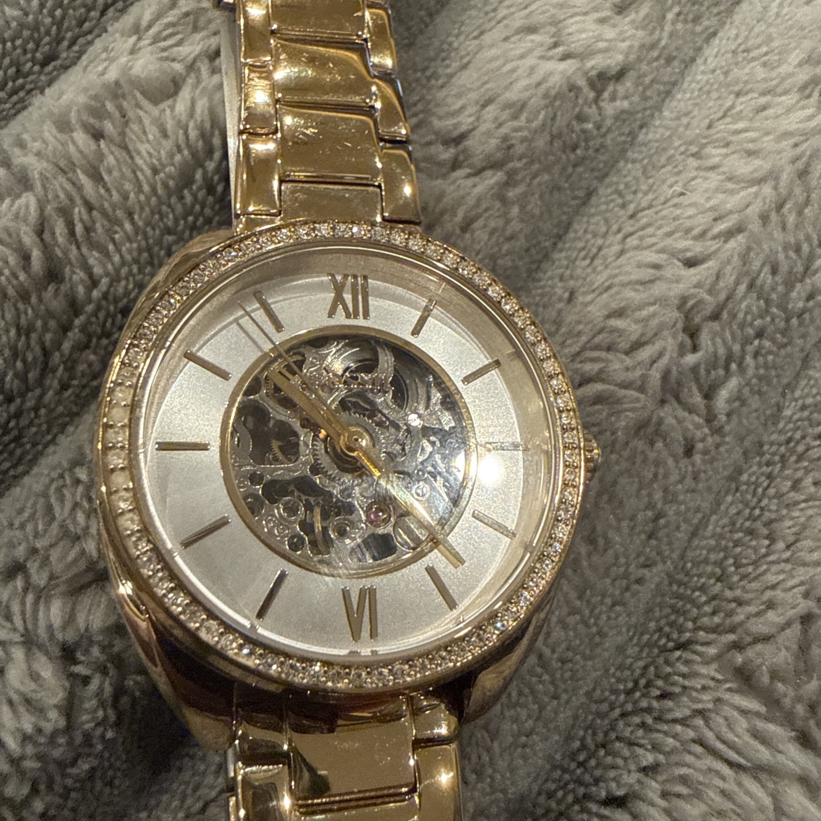 FOSSIL VALE AUTOMATIC GOLD SILVER SKELETON WOMEN'… - image 1