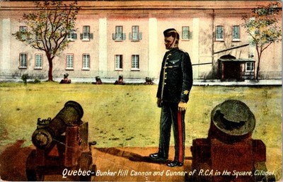 Bunker Hill Cannon & Gunner R.C.A Quebec Citadel Postcard c1910 Tuck Charmette