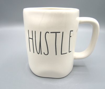 #ad #ad Rae Dunn White Inside amp; Outside quot;Hustlequot; Coffee Tea Mug 20 oz 154 $17.99