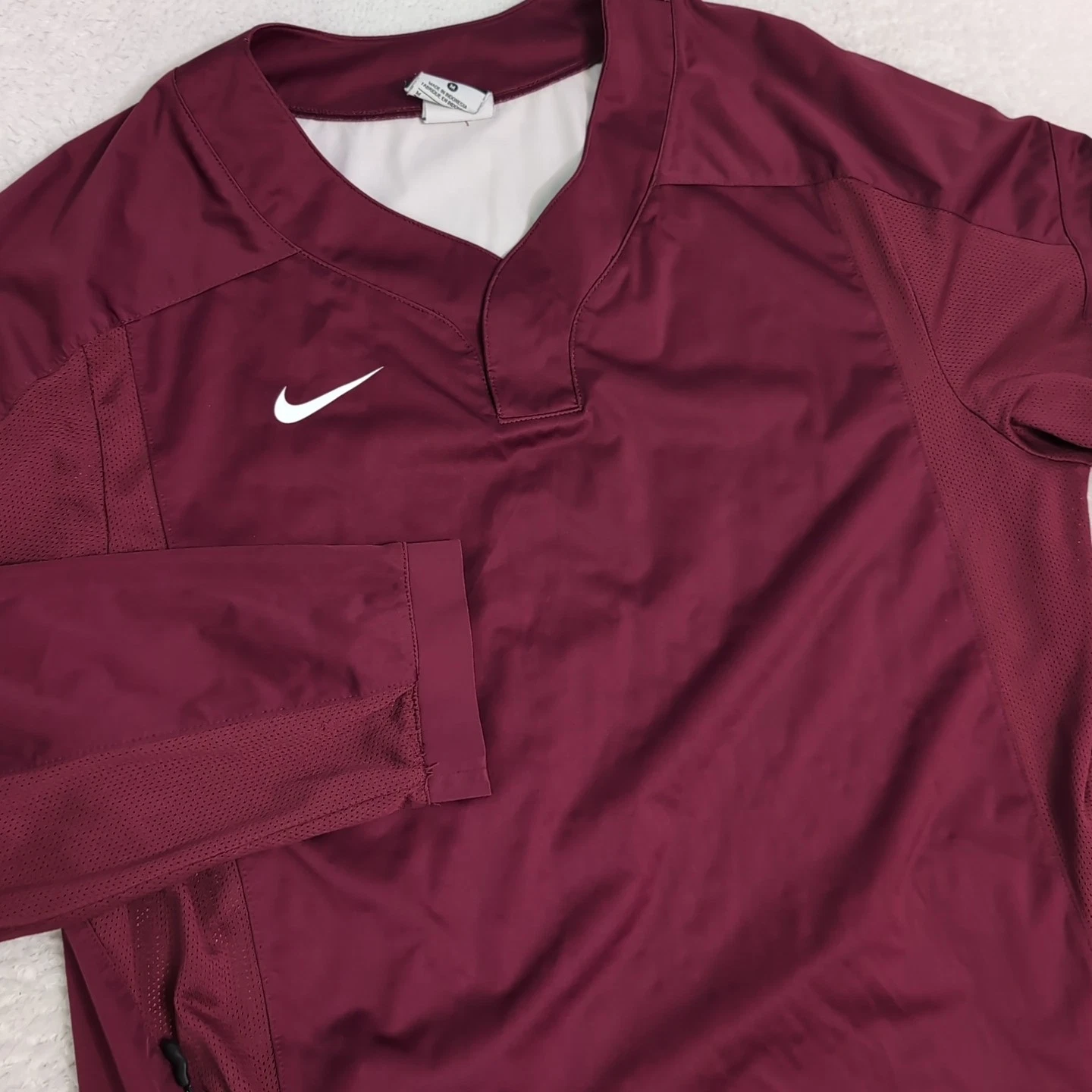 Nike Men's Maroon Red Lightweight Pullover Windbreaker #708188 Size M Zip Pock
