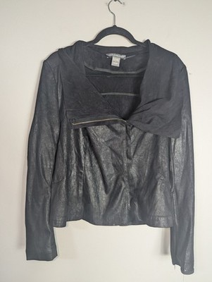 Kate & Mallory Black Faux Leather Moto Jacket Size XL