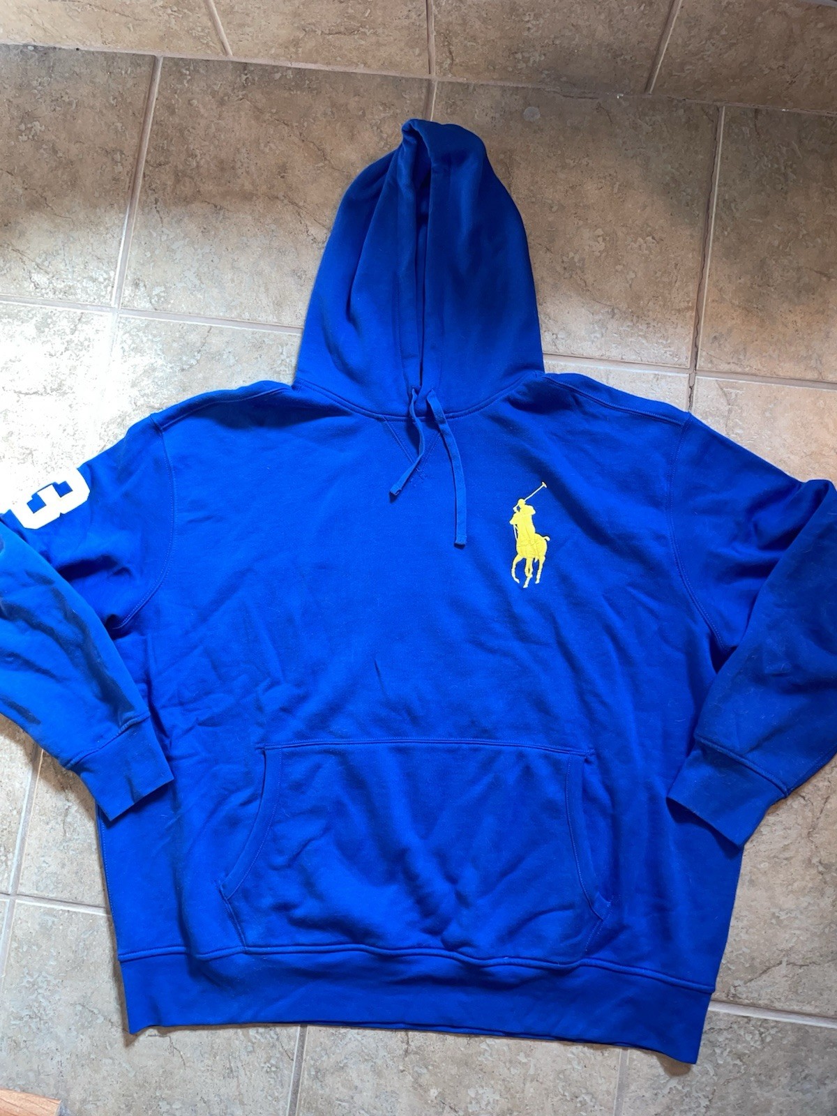Polo Ralph Lauren Felpa con Cappuccio in Pile Pullover Big Pony 3XB 3X Big Royal Blu