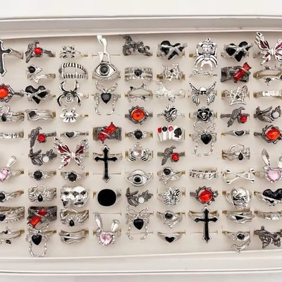 20 Bulk Lot Stainless Steel Rings For Men And Women Goth Fashion Ring Wholesale