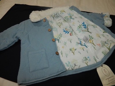 BNWT Elegant Baby Girls 6-9 Months 100% Organic Muslin Jacket Fall Cozy