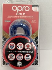 OPRO Gold Competition Level Self-Fit Mouthguard Blue Adult Enhanced-Flow Gel