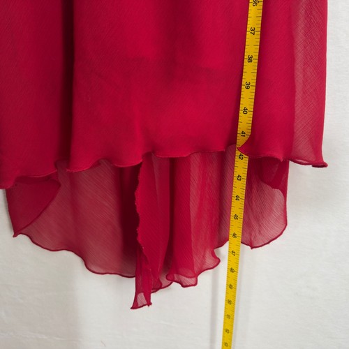 Y2K Babydoll Midikleid Damen Small Rot High Low Urlaub Party Fee 90er gefüttert - Bild 9 von 11