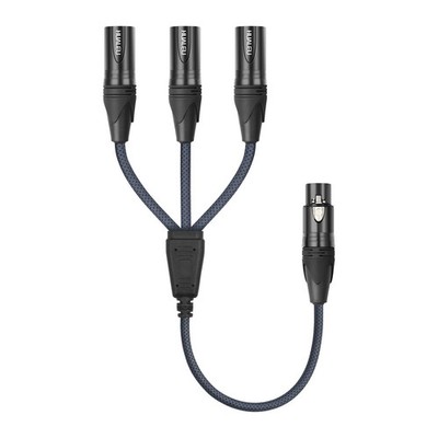 HUALEU 3-Pin XLR Female to 3 Male Y Splitter Cable,3 Way 2Feet, grey 