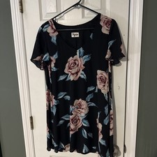 Show Me Your Mumu Dress Small Mini Black Floral Roses Flowy