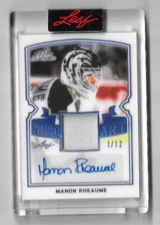 MANON RHEAUME  2022 LEAF ART OF HOCKEY GAME USED JERSEY & AUTO NAVY # 1/12