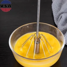 Semi-Automatic Egg Whisk Hand Push Egg Beater Stainless Steel Blender Whisk 1PCS