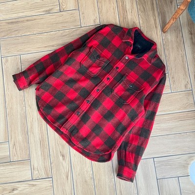 J. Crew Vintage Wool Shirt Jacke Karo 90s Flannel Herren, Rot, M