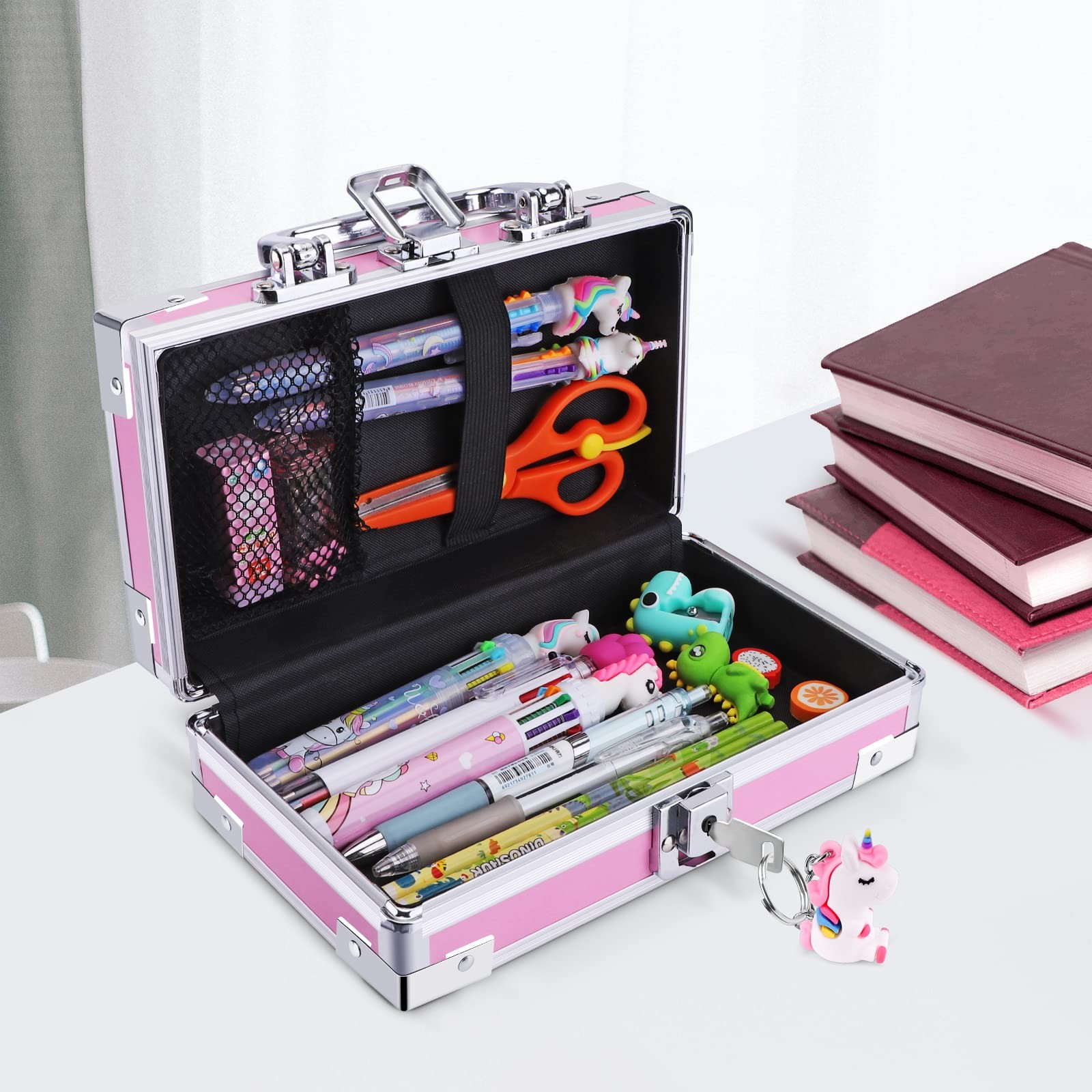 Unicorn Pencil Box for Girls Boys , Lock Box for School with Portable Handle ...