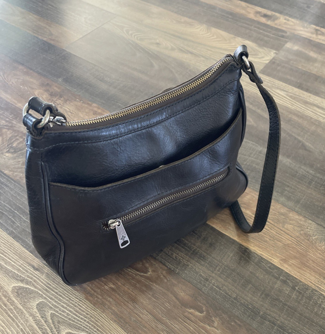 Patricia Nash Dark Brown Chocolate Leather Crossbody Shoulder Bag
