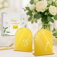 Gold Mirror Arch Wedding Table Numbers 115 With Stands 5x7 Inch Acrylic