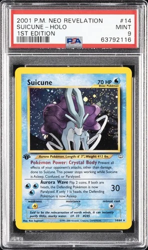 2001 POKEMON NEO REVELATION 1ST EDITION #14 SUICUNE-HOLO PSA 9