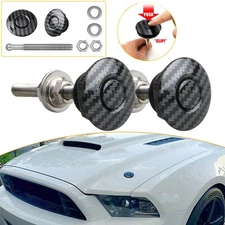 2 Push X Button Quick Release Hood Bonnet Pins Lock Clip Car Bumper Latch Carbon