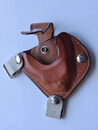 Safariland 341 Brown Leather Shoulder Harness Handcuff Case w/ 2 Straps 1 Snap