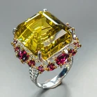 Jewellery 30 ct+ Natural Lemon Quartz Ring 925 Sterling Silver Size 7 /R468908