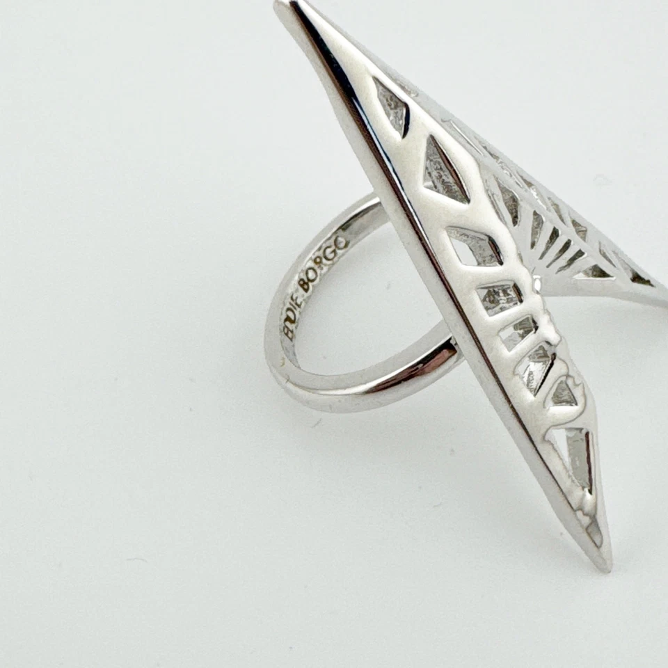 Anillo corazón fracturado Eddie Borgo para mujer talla 7 plateado anillo llamativo Foto 2 de 4