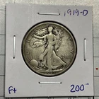 1919 D Silver Walking Liberty Half Dollar Fine Coin
