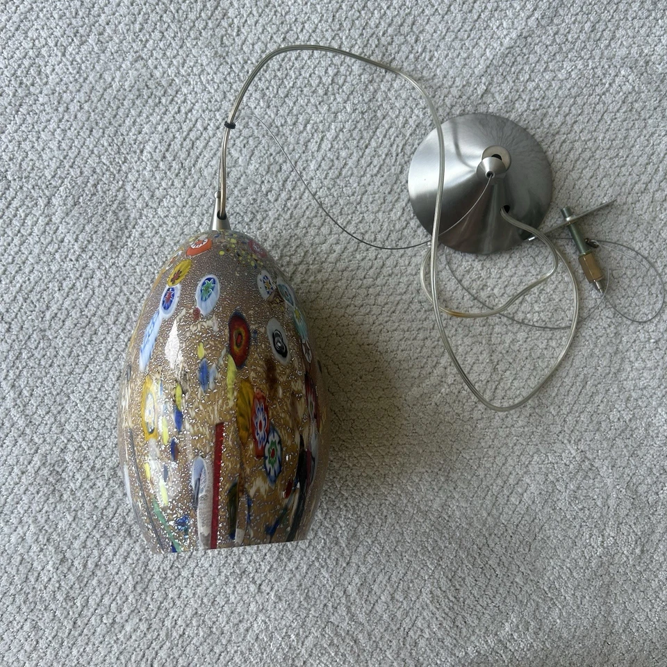 "Lámpara colgante colgante de vidrio estilo Murano Millefiori de 11"" de alto" Foto 4 de 4