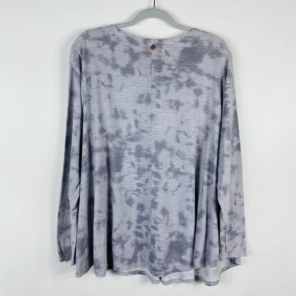 Camiseta Livi Active Lane Bryant Talla Grande 22 24 Tie Dye Manga Larga Gris Foto 3 de 4