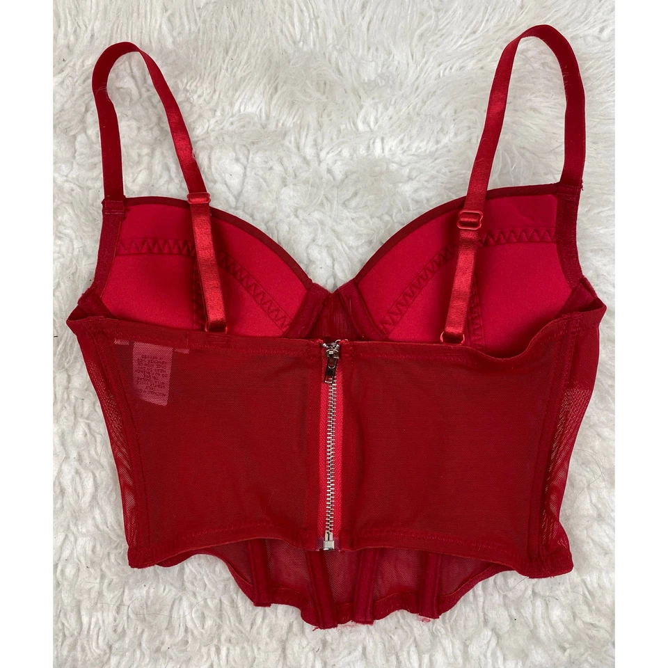 Sujetador corsé Rue 21 para mujer talla XS rojo transparente ligeramente forrado Foto 3 de 4