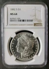 1882 S $1 Morgan Silver Dollar NGC MS64